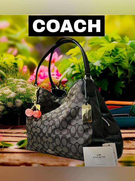 Coach Handbags - Vintage style Coach soho Shoulder Bag Black and Charcoal Signature Hobo Bag